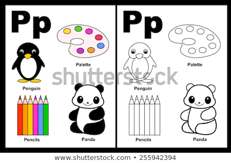 Zdjęcia stock: Kids Alphabet Coloring Book Page With Outlined Clip Arts Letter P