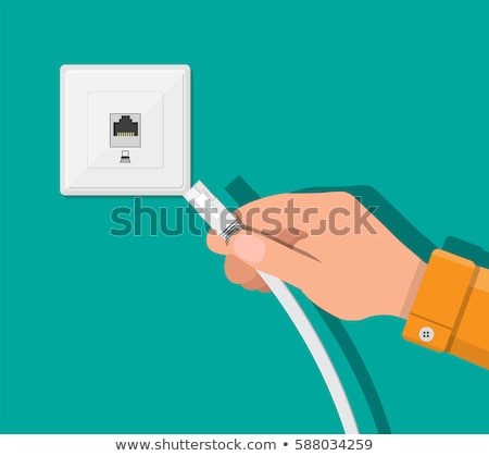 Foto stock: Jacks Of The Lan Cable Plugged In Router