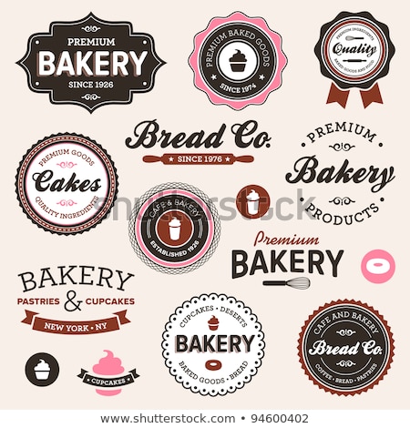 Zdjęcia stock: Cupcake And Labels Set