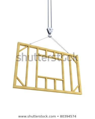Stock fotó: Crane Lifting Wooden Wall