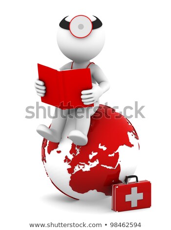 Сток-фото: Doctor With A Book Sitting On Red Earth Globe