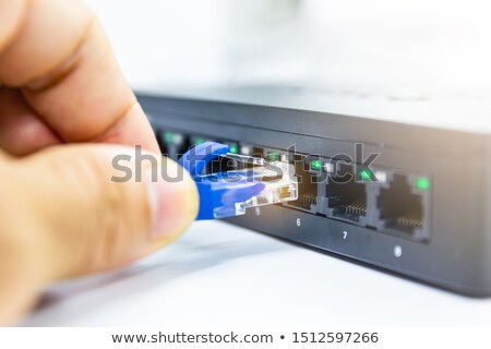 Stock foto: Technicians Connecting Network Cable