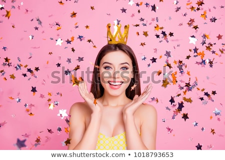 Stockfoto: Portrait Of A Pretty Woman With Golden Hands