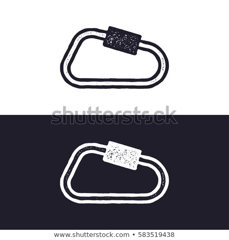 Stok fotoğraf: Carabiner Icon Isolated On White Background Letterpress Effect Vector Adventure Pictogram