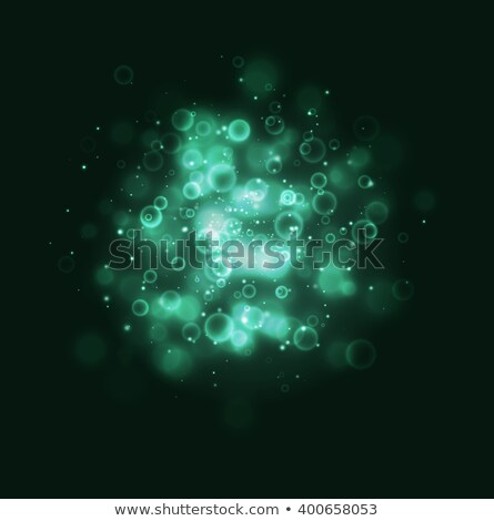 ストックフォト: Turquoise Abstract Light Biotechnology Background And Spark On Black Like Bubble Microbe Cell