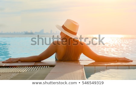 Foto stock: Outdoor Swimming Pool In Sunset