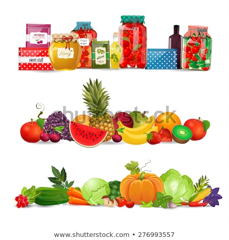 Stockfoto: Preserved Vegetables Fruits Vector Illustration