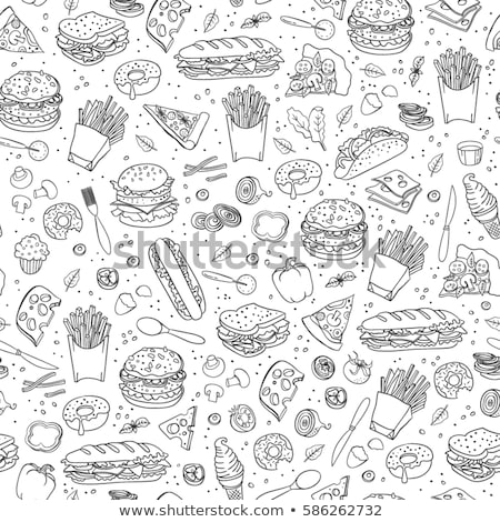 Stock fotó: Fastfood Hand Drawn Doodles Seamless Pattern Fast Food Background