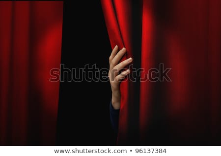 Stock fotó: Woman Open Red Curtains Of The Theater Stage