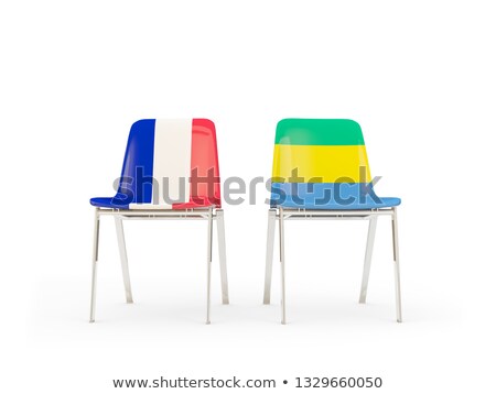 Zdjęcia stock: Two Chairs With Flags Of France And Gabon