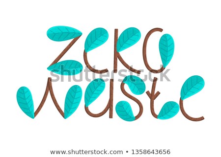 Foto stock: Zero Waste Lettering Letters Consisting Of Branches And Green Leaves Decorative Textured Elements