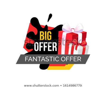 Foto stock: Big Fantastic Offer Shopping Tag With Gift Boxes