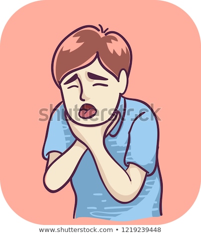 Stock fotó: Teen Boy Symptom Choking Illustration