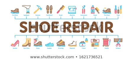 Stock foto: Shoe Repair Equipment Minimal Infographic Banner Vector