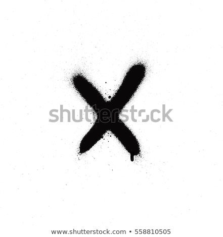 Foto stock: Sprayed X Font Graffiti With Leak In Black Over White