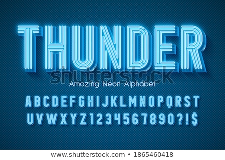 Foto stock: Glowing Neon Azure Blue Alphabet