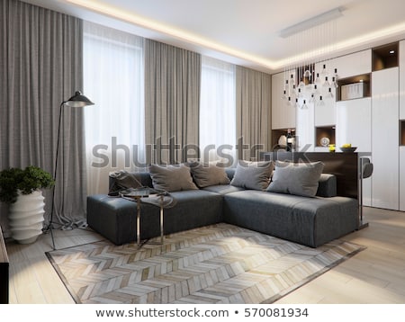 Foto stock: Classic Interior With Large Gray Sofa 3d Rendering