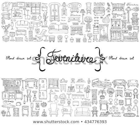 Stock fotó: Hand Drawn Kitchen Furniture Vector Illustration In Sketch Styl