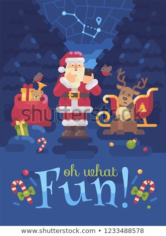 商業照片: Santa Claus And His Reindeer Lost Their Way In The Forest And Sa