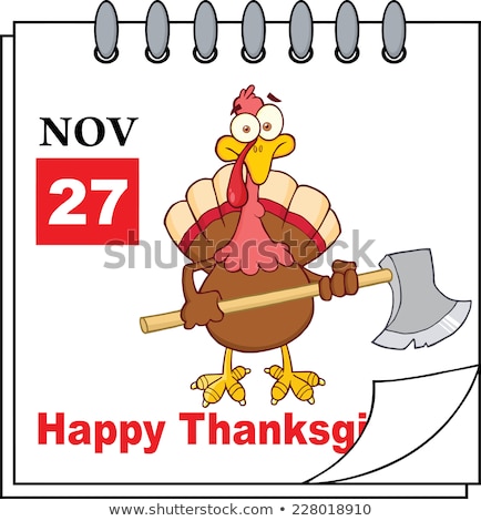 ストックフォト: Cartoon Calendar Page Turkey With Axe