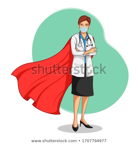 Stock photo: Healthcare Worker Doctor In Superhero Costume Showing Their Powerful Contribution Towards Society