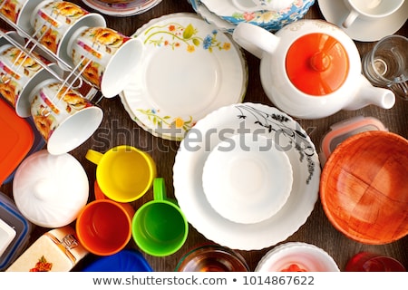 Stock photo: Porcelain Cup Red Stripes