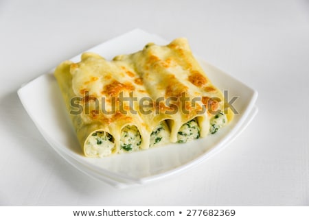 Stok fotoğraf: Cannelloni Stuffed With Ricotta