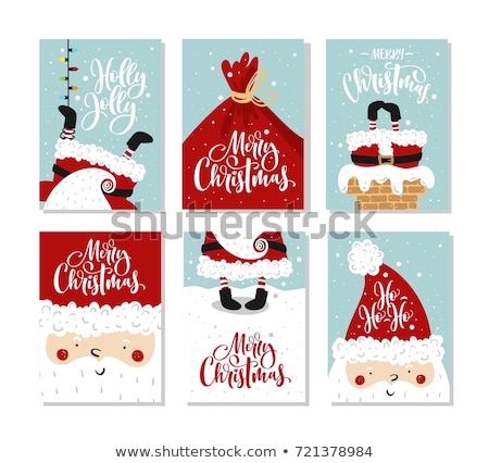 Stockfoto: Collection Of Christmas Cards With Cute Santa Clause