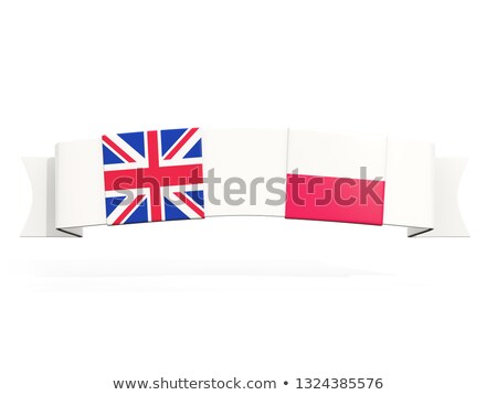 Foto d'archivio: Banner With Two Square Flags Of United Kingdom And Poland