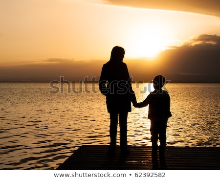 Stock fotó: Mother And Son In The Background Of Tropical Beach Landscape Panorama Beautiful Turquoise Ocean Wai