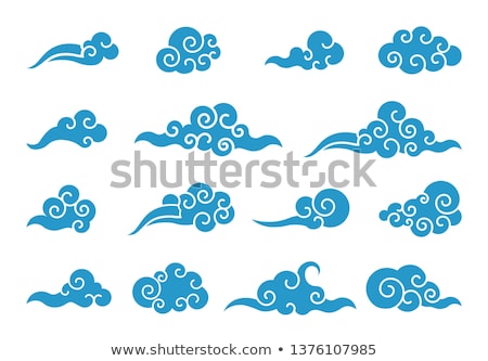 Foto d'archivio: Cloud In Chinese Style Abstract Blue Cloudy Set Isolated On White Background Vector Illustration