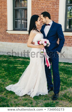 Stock fotó: Affectionate Wedding Young Couple Going To Kiss Being Happy To Celebrate Their Wedding Lovely Brun