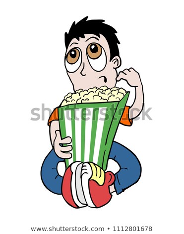 Foto stock: Boy With A Bowl Of Candied Popcorn