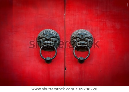 Stock fotó: Chinese Temple Red Wooden Doors