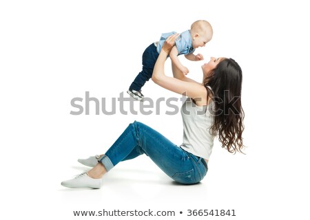 Young Caucasian Woman And Her Baby Son Over White Zdjęcia stock © Julenochek