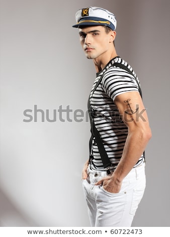 Foto stock: Male Sailor In Studio Shooting