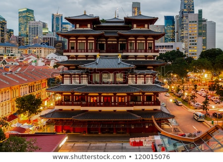 Stockfoto: Singapore Chinatown With Modern Skyline