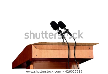 Foto stock: Microphone And Podium Over White