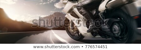 Stockfoto: Motorcyclist On Mountain Road