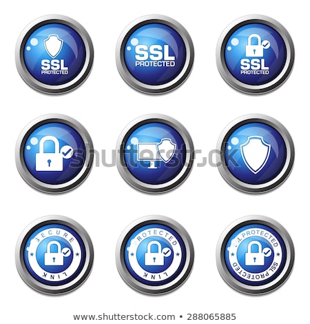 Zdjęcia stock: Ssl Protected Link Blue Vector Icon Button