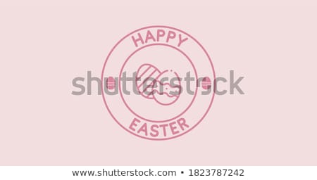 Stock fotó: Happy Easter Round Badge Easter Bunny