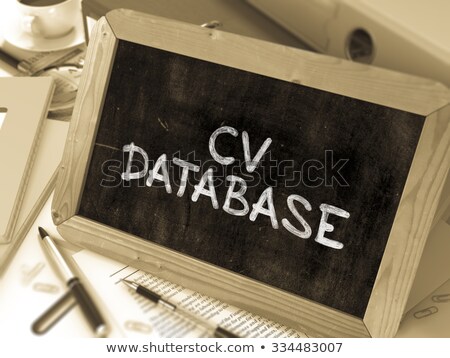 Foto d'archivio: Cv Database Concept Hand Drawn On Chalkboard