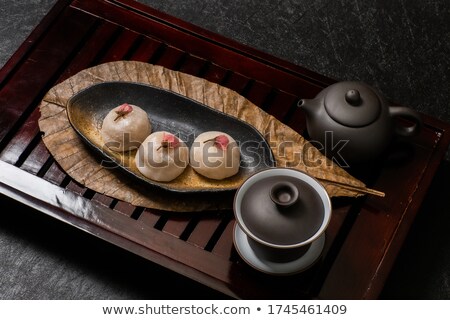 Foto stock: Traditional Japanese Mochi With Flavor Of Green Tea