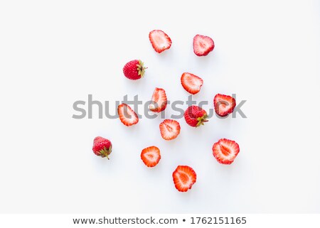 Stockfoto: Composition Of Half Heart Shaped Of Strawberry Slices Isolated Strawberry Pattern Valentines Da