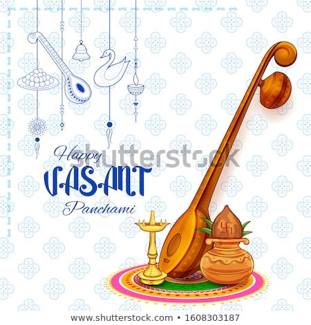 Stock fotó: Goddess Of Wisdom Saraswati For Vasant Panchami India Festival Background