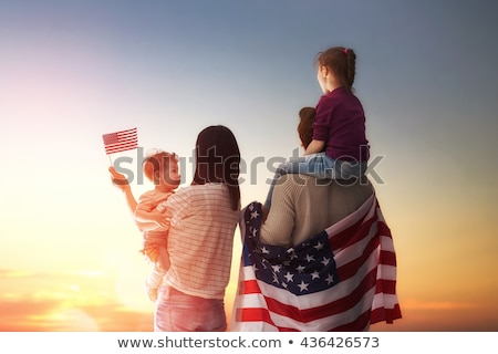 Foto stock: Woman Celebrating American Independence Day