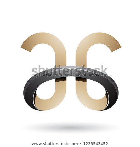 Сток-фото: Black And Beige Bold Curvy Letters A And G Vector Illustration