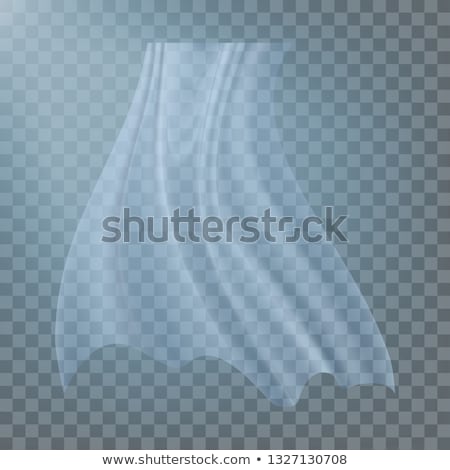 Stockfoto: Fluttering White Cloth Vector Viel Silk Fabric Curtain Clear Drape Realistic Clear Material Illu