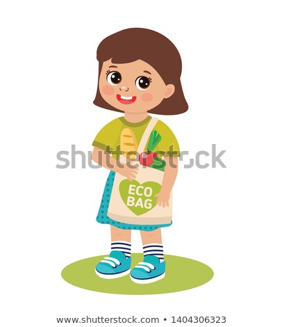 Foto stock: Happy Young Girl With Bags Isolated Illustration