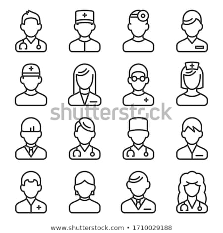 Foto stock: Medical Professions Line Design Style Icons Set